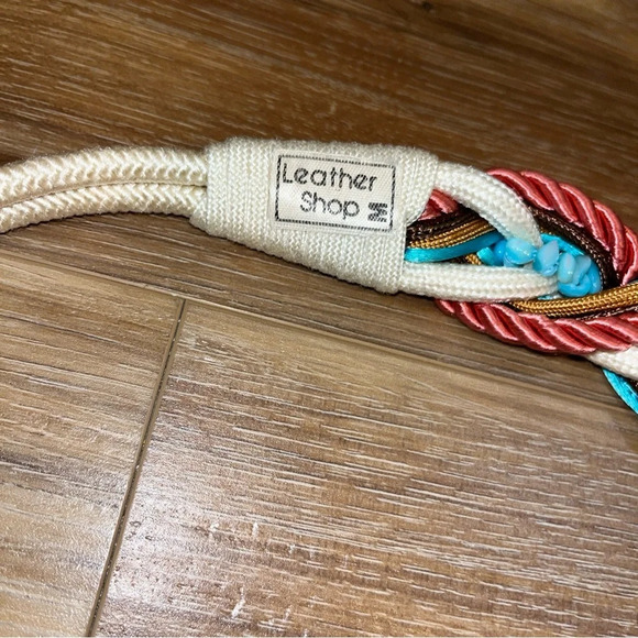 Womens Leather Shop 80s/90s corded multicolor belt with bead accent Colorful - Picture 4 of 6